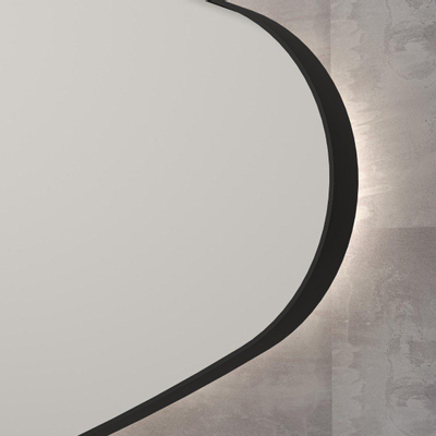 INK SP23 Miroir - 120x4x70cm - LED - en bas et en haut - changement de couleur - dimmable - organique - dans un cadre en acier - aluminium noir mat à gauche