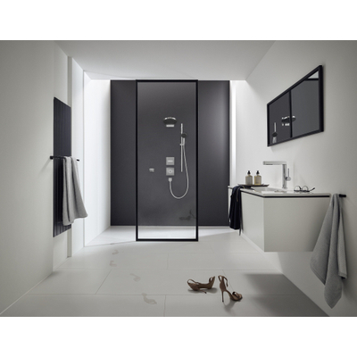Hansgrohe Finoris Wastafelkraan - 230 - 2jet - met uittrekbare vuistdouche - met afvoerplug - hoogglans chroom