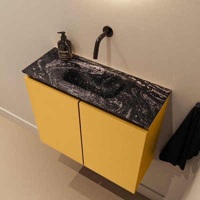 MONDIAZ TURE-DLUX meuble WC 60 cm Ocher. EDEN lavabo Lava position milieu. Sans trou de robinet.