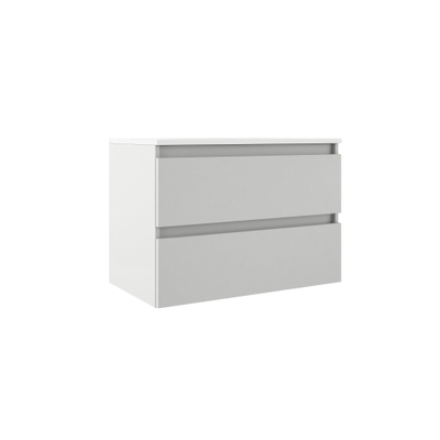 Saniclass Chacito Ensemble meuble de salle de bains - 100x40x55cm - peu profond - 2 tiroirs - sans poignées - lavabo blanc brillant - 1 trou de robinet - blanc mat