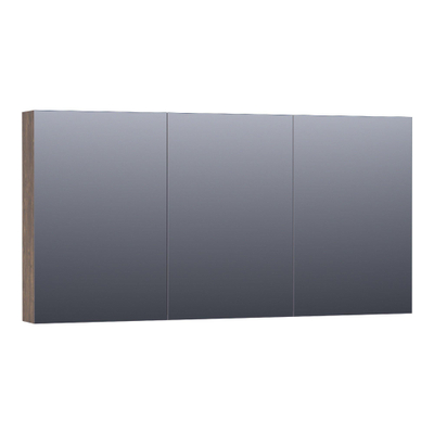 BRAUER Impress spiegelkast – 139x70x15 cm – 3 deuren, dubbelzijdige spiegeldeuren – Grove (noten)