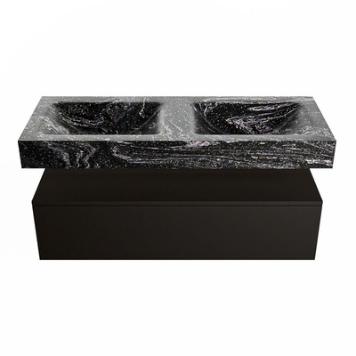 Mondiaz ALAN-DLUX Ensemble de meuble - 120cm - meuble Urban mat - 1 tiroir - Lavabo Cloud Lava suspendu - vasque Gauche et droite - 2 trous de robinet