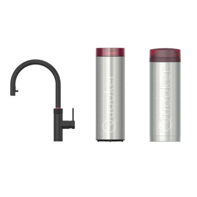 Quooker BE Flex Round Robinet d'eau bouillante - bec pivotant & extractible - PRO3 incl. réservoir Cube - Eau chaude / bouillante / pétillante / filtrée - noir