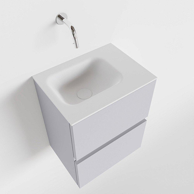 MONDIAZ ADA Toiletmeubel 40x30x50cm met 0 kraangaten 2 lades cale mat Wastafel Lex rechts Solid Surface Wit