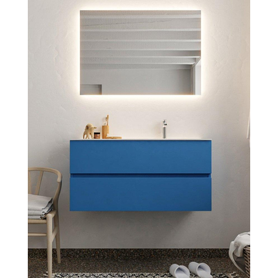 Mondiaz VICA ensemble de meuble de salle de bain - 100cm - meuble sous-vasque jeans - 2 tiroirs - lavabo cloud droite - 1 trou de robinet - miroir LED - version XL 60cm de haut