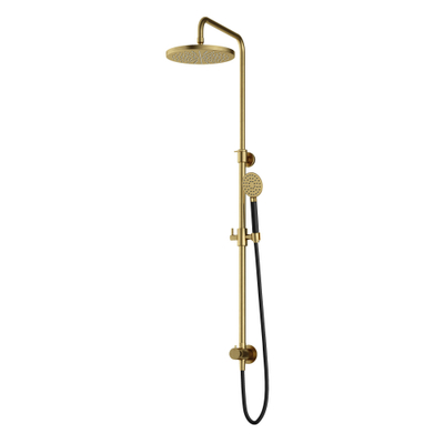 Hotbath Cobber M438 ensemble de douche de tête avec inverseur et flexible de douche de 150cm avec douche de tête ronde de 30cm douchette ronde laiton brossé PVD