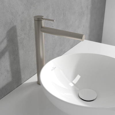 Villeroy & Boch Loop & Friends ensemble de robinet à une poignée rehaussé - Nickel brossé (inox)