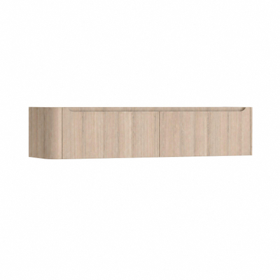 H&R Badmeubelen Juice Wastafelonderkast - 180x45x40cm - linkerhoek afgerond - 2 lades - geïntegreerde greep - Rockford oak