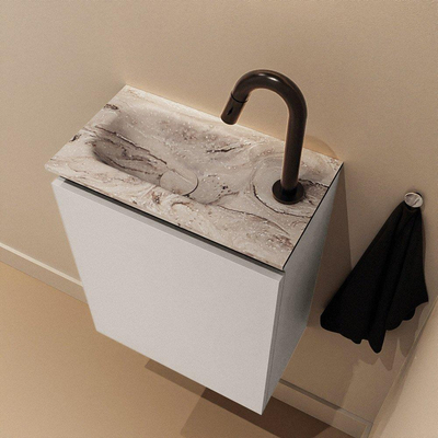 MONDIAZ TURE-DLUX 40cm toiletmeubel Linen. EDEN wastafel Glace positie links. Met 1 kraangat.