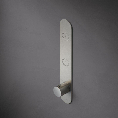 Hotbath Cobber Afbouwdeel inbouwthermostaat - met 2 pushbuttons verticale plaatsing - geborsteld nikkel (RVS)