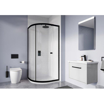 Crosswater Clear 6 cabine de douche quart de cercle avec 1 porte coulissante 80x80x195cm verre de sécurité clair 6mm noir mat