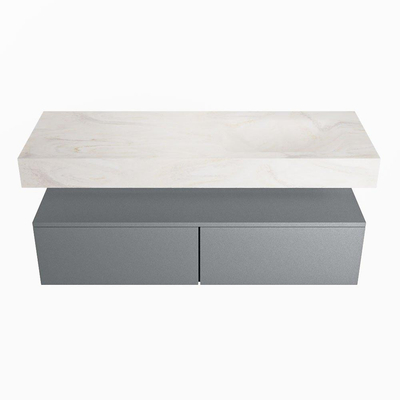 MONDIAZ ALAN - DLUX Badkamermeubelset - 130cm - Plata - 2 lades - met vrijhangende wastafel - CLOUD - wasbak rechts - zonder kraangat - Ostra