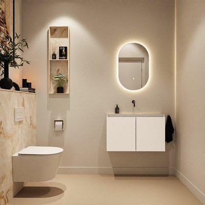 MONDIAZ TURE-DLUX 80cm toiletmeubel Talc. EDEN wastafel Frappe positie midden. Zonder kraangat.