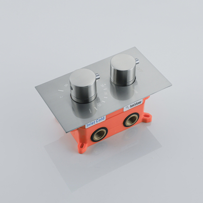 FugaFlow Eccelente Robinet thermostatique encastré - avec corps encastré - Acier inoxydable brossé PVD (Acier inoxydable)