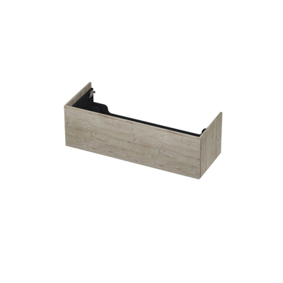 INK Wastafelonderkast - 120x45x37.6cm - 1 lade - push to open - met recht opdekfront - MFC - Greige eiken