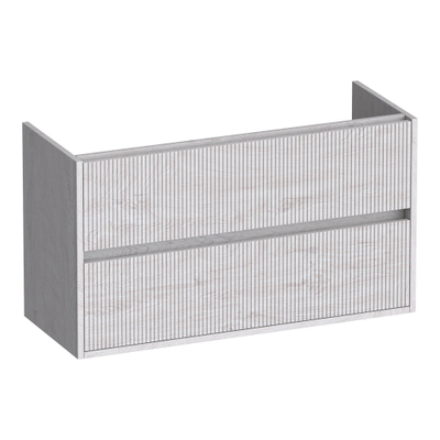 BRAUER Adore Wavy wastafelonderkast ondiep 100 2 softclose lades - greeploos - 1 sifon uitsparing - Forest Seashell