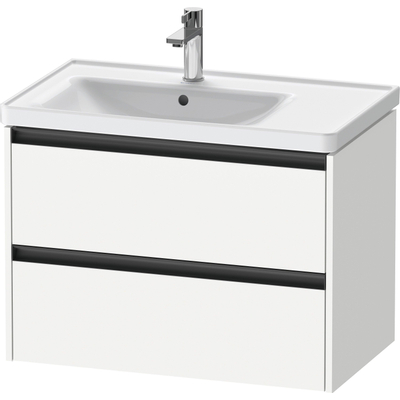 Duravit Ketho.2 Wastafelonderbouwkast - met 2 laden - voor waskom links - 78.4x45.5x54.9cm - met grepen antraciet - wit mat