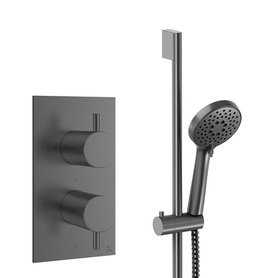Crosswater MPRO Handdoucheset - 2 hendels - handdouche - glijstang - slate gunmetal (antraciet)