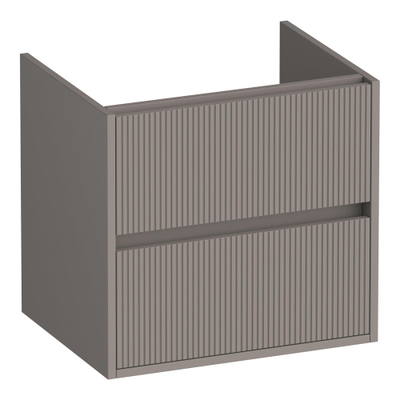 BRAUER Adore Wavy wastafelonderkast 60 2 softclose lades - greeploos - 1 sifon uitsparing - mat taupe