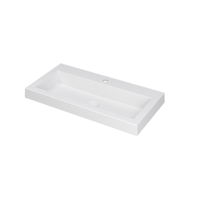 INK Dock Lavabo - 80x40x6cm - 1 bassin - 1 trou de robinet - polystone blanc mat