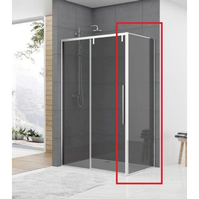 Van Rijn Products ST06 Wand - 88.5x200cm - rookglas - dikte 8mm - tbv hoekcabine - chroom