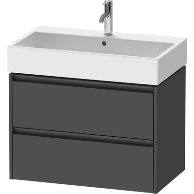 Duravit Ketho.2 Wastafelonderbouwkast - met 2 laden - 78.4x46x54.9cm - met grepen antraciet - grafiet mat