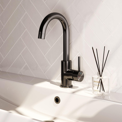 BRAUER Stripe Mitigeur lavabo haut en applique - bec rond pivotant - modèle A - gunmetal brossé PVD