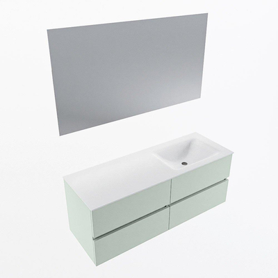 Mondiaz VICA ensemble de meuble de salle de bain - 130cm - meuble sous-vasque greey - 4 tiroirs - lavabo cloud droite - sans trous de robinet - couleur talc - miroir LED - version XL 60cm de haut