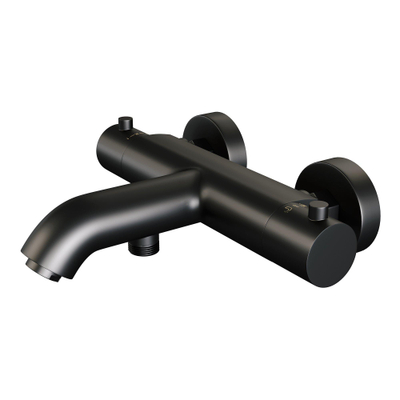 Robinet de baignoire Brauer Black Edition à poser - ensemble de douche - 2 fonctions - 2 boutons lisses - douchette à main 1 jet - noir mat
