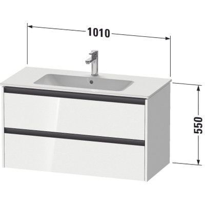 Duravit Ketho 2 meuble sous-lavabo avec 2 tiroirs 101x48x55cm avec poignées blanc mat anthracite