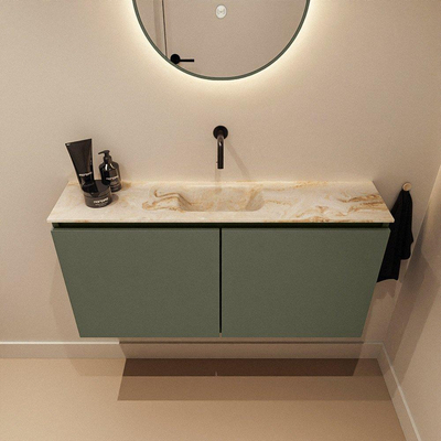 MONDIAZ TURE-DLUX 100cm toiletmeubel Army. EDEN wastafel Frappe positie midden. Zonder kraangat.