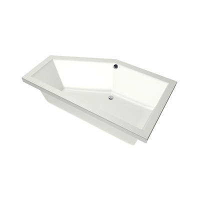Xenz Society Baignoire d'angle - 160x90x53 - bonde au milieu - Gauche - acrylique - blanc mat