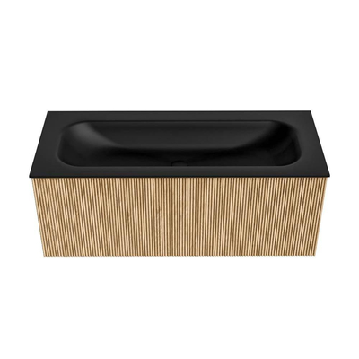 MONDIAZ KURVE 110cm Meuble salle de bain - couleur Oak - 1 tiroir - vasque BIG MEDIUM centre - 1 trou de robinet - Urban