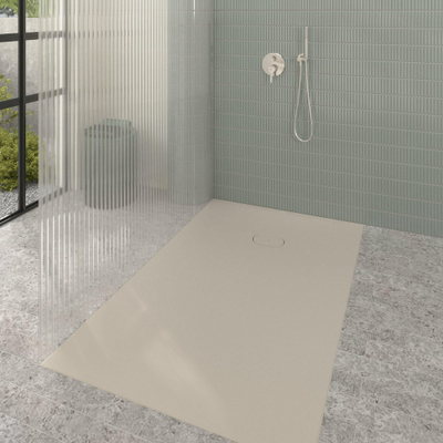 Villeroy & Boch Ecora douchebak - 160x100x4.5cm - afvoer korte zijde - almond (beige)