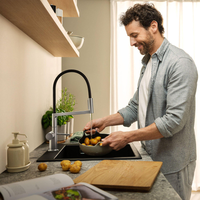 Hansgrohe Talis Select M54 PowderSpray eengreeps keukenkraan Semi-Pro 3jet rvs look