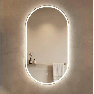 Arcqua Oval spiegel - 50x90cm - ovaal - met led verlichting - met verwarming