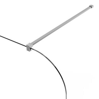 FugaFlow Eccelente Vetro Inloopdouche - 100x200cm - afgeronde glaswand - links - mat glas - wandarm - geborsteld RVS PVD (RVS)