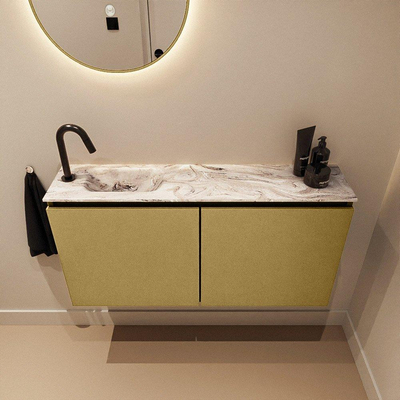 MONDIAZ TURE-DLUX Meuble de toilette 100cm Oro. Lavabo EDEN Glace position gauche. Avec 1 trou de robinet.