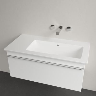 Villeroy & Boch Venticello Lavabo pour meuble avec lavabo droite 100x50cm sans trou pour robinetterie avec trop plein ceramic+ blanc