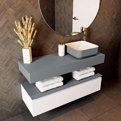 Mondiaz TOP 23 Vrijhangend Topblad - 110x23.5x12cm - geschikt voor waskom - Solid surface - Plata