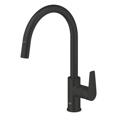 Grohe Start Edge Keukenmengkraan - hoge uitloop - uittrekbare mousseur - matte black (mat zwart)