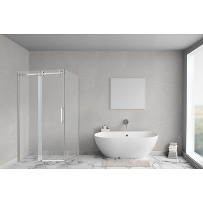 Aqua Vista Novara Cabine de douche - 120x90cm - 1 porte coulissante - verre clair - chrome