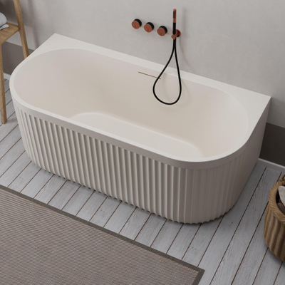 Ideavit ARCHTEC-B2W-CRM Back-To-Wall Bad - 170x80x63cm - Rock Texture - overloopgat - klikwaste - verstelbare poten - Crème beige