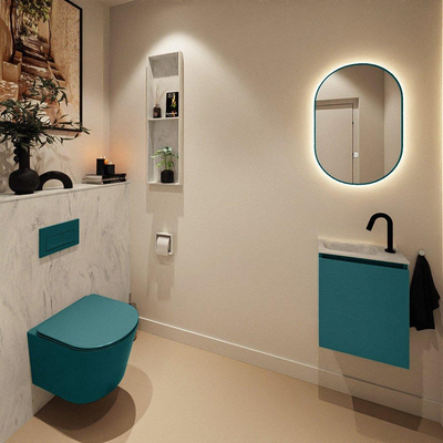 MONDIAZ TURE-DLUX Meuble de toilettes 40 cm Smag. EDEN vasque Opalo position gauche. Avec 1 trou de robinet.