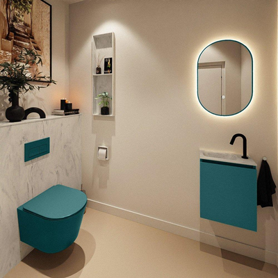 MONDIAZ TURE-DLUX Meuble toilette - 40cm - Smag - EDEN - vasque Opalo - position gauche - 1 trou de robinet