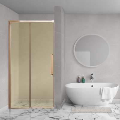 Aqua Vista Soft Close Deluxe Linea Porte de niche - 120x200cm - avec kit de montage - verre champagne - cuivre brossé