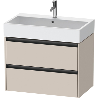 Duravit Ketho.2 Wastafelonderbouwkast - met 2 laden - 78.4x46x54.9cm - met grepen antraciet - taupe mat