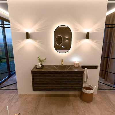 Mondiaz CIRO-DLUX Ensemble de meubles de salle de bains - 120x45x50cm - Lavabo solid surface Lava - 1 vasque à droite - 1 trou de robinet - 2 tiroirs - Shadow