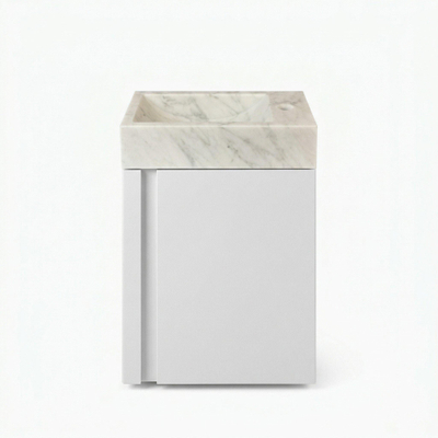 FugaFlow Eccelente Arredo Toiletmeubelset - 40x65cm - 1 deur - 1 kraangat - rechts - fontein natuursteen marmer - mat wit