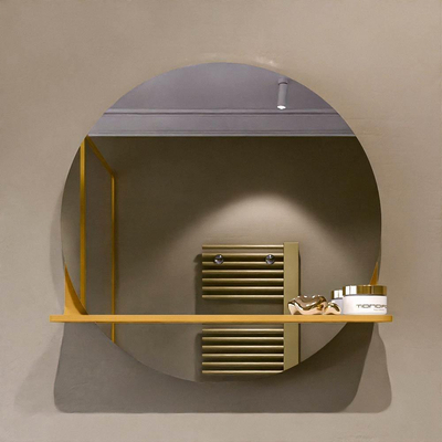 Mondiaz SPOT Miroir de salle de bains - rond 50cm - tablette de miroir - couleur Ocre